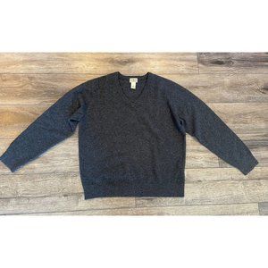 L.L. Bean Lambs Wool Sweater V Neck Gray Large L
